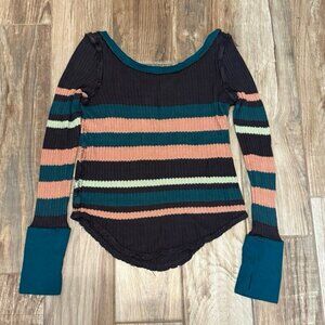 Free People Thermal Striped Long Sleeve